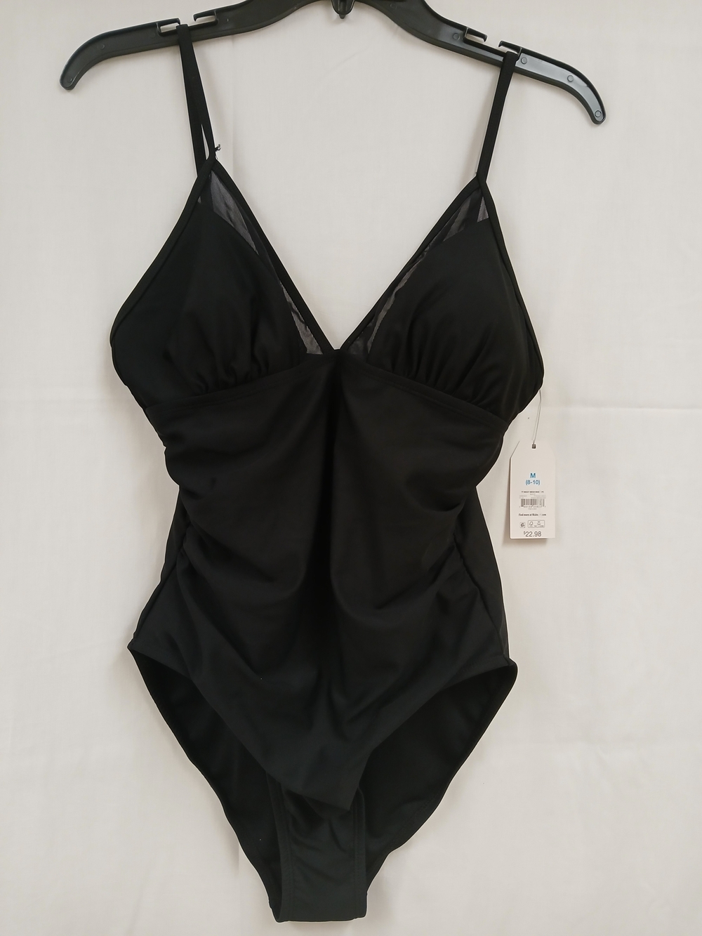 Time and Tru Black V-Neck One-Piece Swimsuit